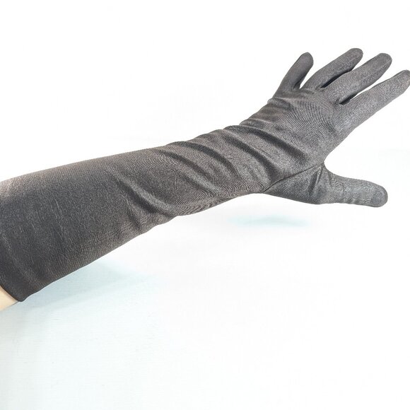 Vintage KAYSER Canadian dark brown fabric opera gloves size 7.5 - Picture 8 of 13